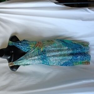 Zen-Knits Hawaiian Floral Faux Wrap Dress S